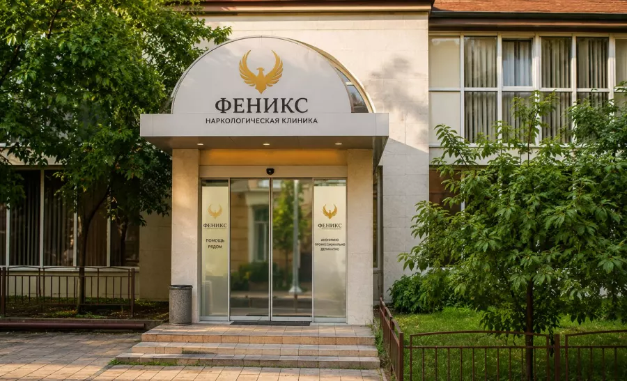 Вход в наркологическую клинику «Феникс» в Собинке